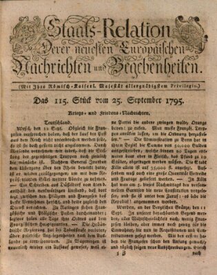 Staats-Relation der neuesten europäischen Nachrichten und Begebenheiten Freitag 25. September 1795