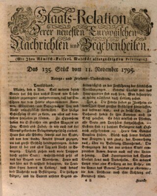 Staats-Relation der neuesten europäischen Nachrichten und Begebenheiten Mittwoch 11. November 1795