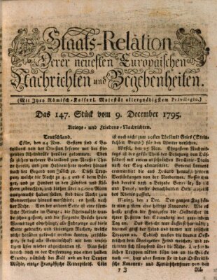 Staats-Relation der neuesten europäischen Nachrichten und Begebenheiten Mittwoch 9. Dezember 1795