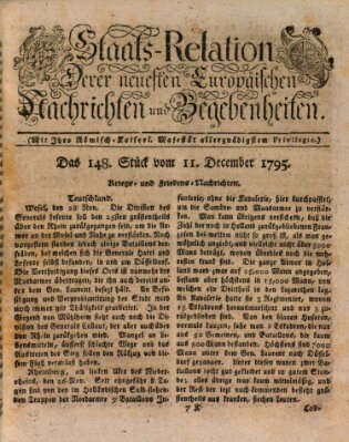 Staats-Relation der neuesten europäischen Nachrichten und Begebenheiten Freitag 11. Dezember 1795