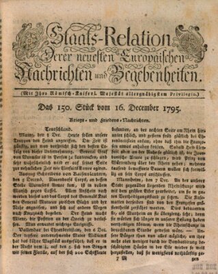 Staats-Relation der neuesten europäischen Nachrichten und Begebenheiten Mittwoch 16. Dezember 1795