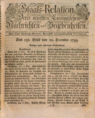 Staats-Relation der neuesten europäischen Nachrichten und Begebenheiten Sonntag 20. Dezember 1795