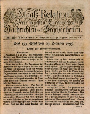 Staats-Relation der neuesten europäischen Nachrichten und Begebenheiten Mittwoch 23. Dezember 1795