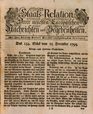 Staats-Relation der neuesten europäischen Nachrichten und Begebenheiten Freitag 25. Dezember 1795