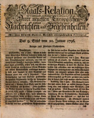 Staats-Relation der neuesten europäischen Nachrichten und Begebenheiten Mittwoch 20. Januar 1796