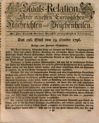 Staats-Relation der neuesten europäischen Nachrichten und Begebenheiten Mittwoch 19. Oktober 1796