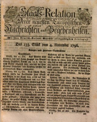 Staats-Relation der neuesten europäischen Nachrichten und Begebenheiten Freitag 4. November 1796