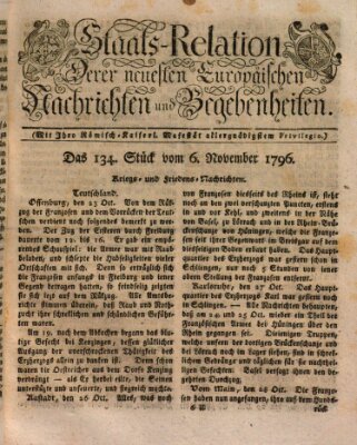 Staats-Relation der neuesten europäischen Nachrichten und Begebenheiten Sonntag 6. November 1796