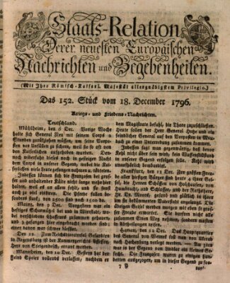 Staats-Relation der neuesten europäischen Nachrichten und Begebenheiten Sonntag 18. Dezember 1796