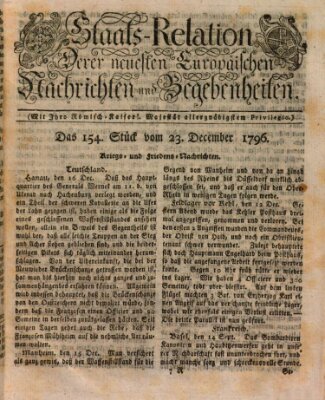 Staats-Relation der neuesten europäischen Nachrichten und Begebenheiten Freitag 23. Dezember 1796