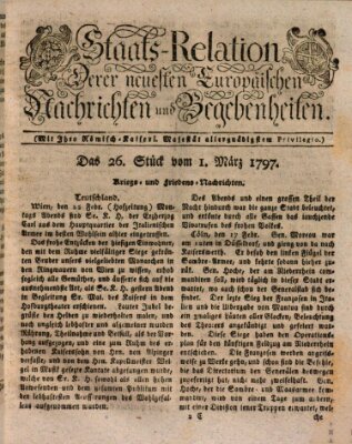 Staats-Relation der neuesten europäischen Nachrichten und Begebenheiten Mittwoch 1. März 1797