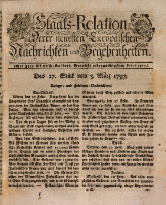 Staats-Relation der neuesten europäischen Nachrichten und Begebenheiten Freitag 3. März 1797