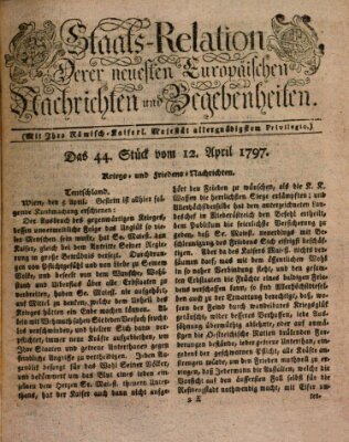 Staats-Relation der neuesten europäischen Nachrichten und Begebenheiten Mittwoch 12. April 1797