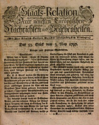 Staats-Relation der neuesten europäischen Nachrichten und Begebenheiten Mittwoch 3. Mai 1797