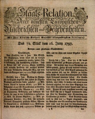 Staats-Relation der neuesten europäischen Nachrichten und Begebenheiten Freitag 16. Juni 1797