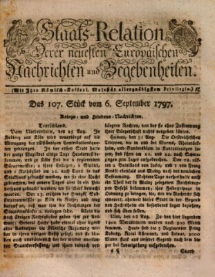 Staats-Relation der neuesten europäischen Nachrichten und Begebenheiten Mittwoch 6. September 1797