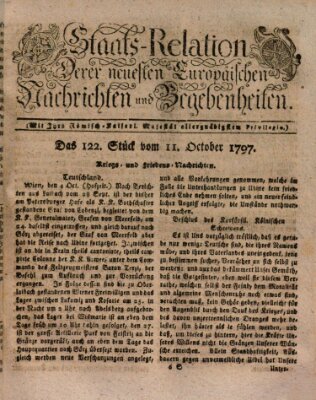 Staats-Relation der neuesten europäischen Nachrichten und Begebenheiten Mittwoch 11. Oktober 1797