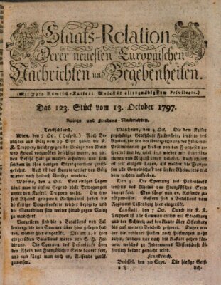 Staats-Relation der neuesten europäischen Nachrichten und Begebenheiten Freitag 13. Oktober 1797