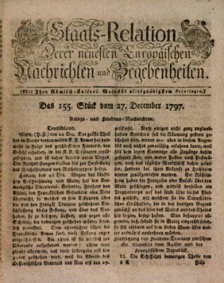 Staats-Relation der neuesten europäischen Nachrichten und Begebenheiten Mittwoch 27. Dezember 1797