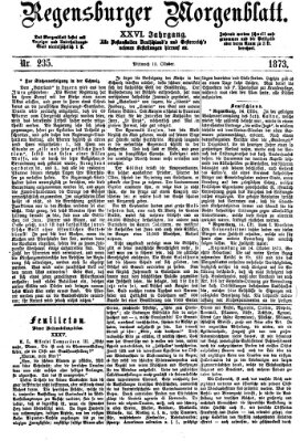 Regensburger Morgenblatt Mittwoch 15. Oktober 1873