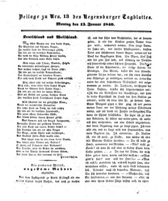 Regensburger Conversations-Blatt (Regensburger Tagblatt) Montag 13. Januar 1840