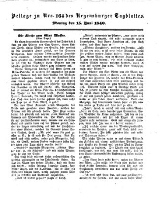 Regensburger Conversations-Blatt (Regensburger Tagblatt) Montag 15. Juni 1840