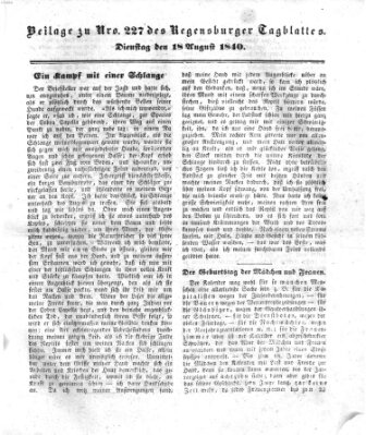 Regensburger Conversations-Blatt (Regensburger Tagblatt) Dienstag 18. August 1840