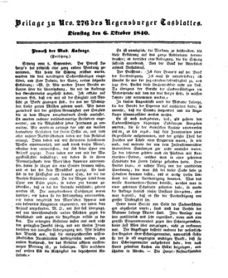 Regensburger Conversations-Blatt (Regensburger Tagblatt) Dienstag 6. Oktober 1840