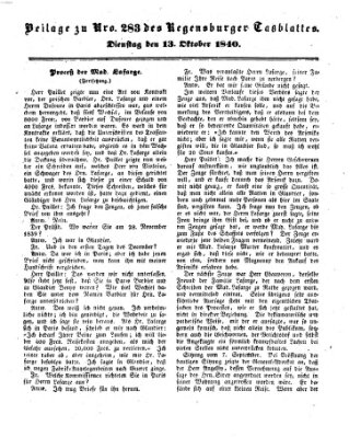 Regensburger Conversations-Blatt (Regensburger Tagblatt) Dienstag 13. Oktober 1840