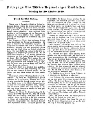 Regensburger Conversations-Blatt (Regensburger Tagblatt) Dienstag 20. Oktober 1840