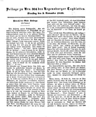 Regensburger Conversations-Blatt (Regensburger Tagblatt) Dienstag 3. November 1840