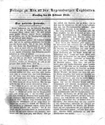 Regensburger Conversations-Blatt (Regensburger Tagblatt) Dienstag 16. Februar 1841