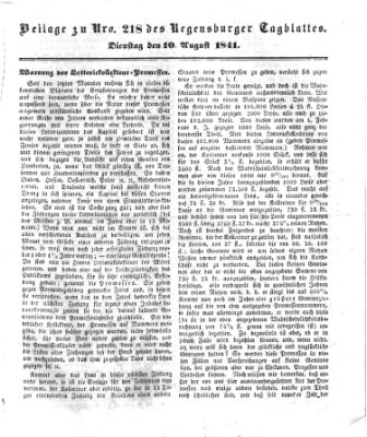 Regensburger Conversations-Blatt (Regensburger Tagblatt) Dienstag 10. August 1841