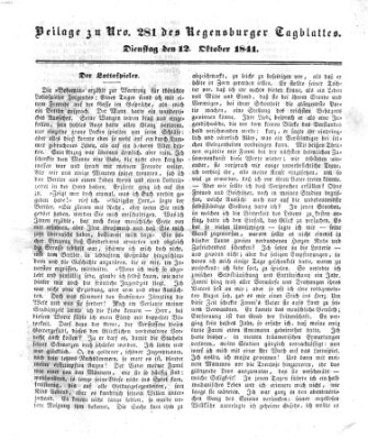 Regensburger Conversations-Blatt (Regensburger Tagblatt) Dienstag 12. Oktober 1841