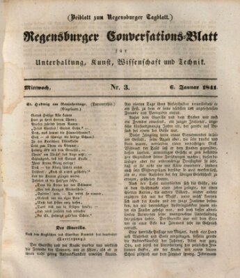 Regensburger Conversations-Blatt (Regensburger Tagblatt) Mittwoch 6. Januar 1841