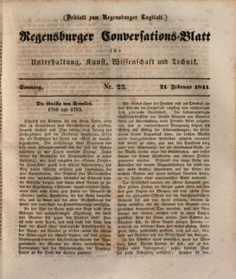 Regensburger Conversations-Blatt (Regensburger Tagblatt) Sonntag 21. Februar 1841