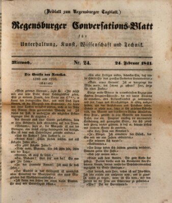 Regensburger Conversations-Blatt (Regensburger Tagblatt) Mittwoch 24. Februar 1841