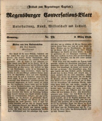 Regensburger Conversations-Blatt (Regensburger Tagblatt) Sonntag 7. März 1841