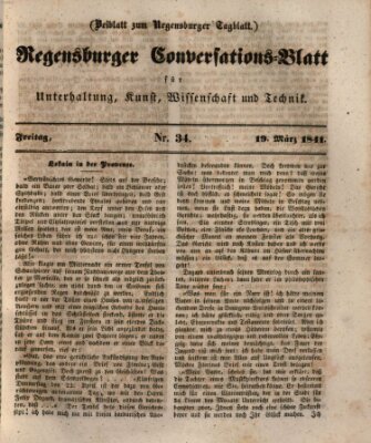 Regensburger Conversations-Blatt (Regensburger Tagblatt) Freitag 19. März 1841