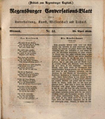 Regensburger Conversations-Blatt (Regensburger Tagblatt) Mittwoch 28. April 1841