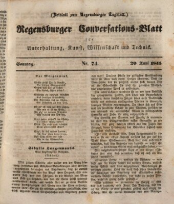 Regensburger Conversations-Blatt (Regensburger Tagblatt) Sonntag 20. Juni 1841