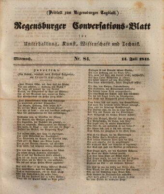 Regensburger Conversations-Blatt (Regensburger Tagblatt) Mittwoch 14. Juli 1841