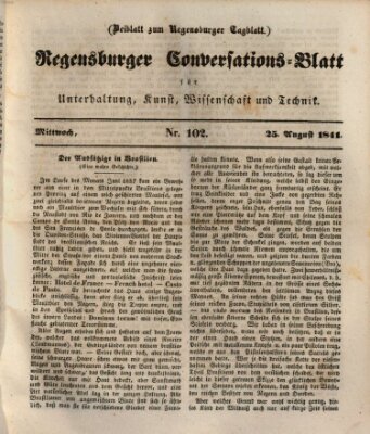 Regensburger Conversations-Blatt (Regensburger Tagblatt) Mittwoch 25. August 1841