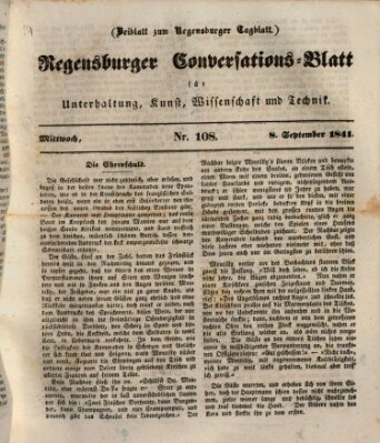 Regensburger Conversations-Blatt (Regensburger Tagblatt) Mittwoch 8. September 1841