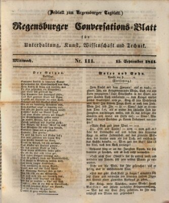 Regensburger Conversations-Blatt (Regensburger Tagblatt) Mittwoch 15. September 1841