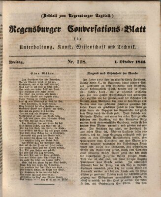 Regensburger Conversations-Blatt (Regensburger Tagblatt) Freitag 1. Oktober 1841