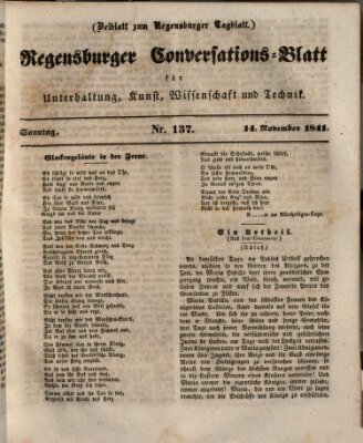 Regensburger Conversations-Blatt (Regensburger Tagblatt) Sonntag 14. November 1841