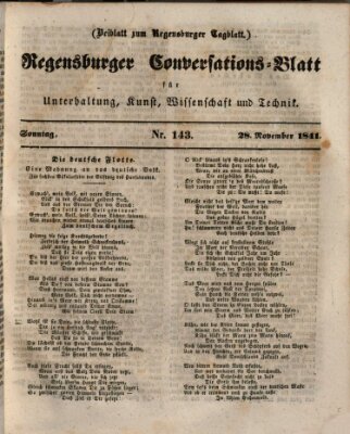 Regensburger Conversations-Blatt (Regensburger Tagblatt) Sonntag 28. November 1841