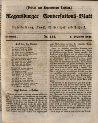 Regensburger Conversations-Blatt (Regensburger Tagblatt) Mittwoch 1. Dezember 1841