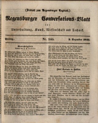 Regensburger Conversations-Blatt (Regensburger Tagblatt) Freitag 3. Dezember 1841